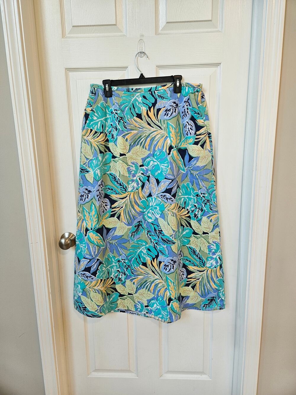 Talbots Linen Tencel Tropical Floral Midi Skirt Size 16